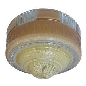 VTG Ceiling Light Fixture Base IBEW Union Label Glass Shade 30s As Is For Parts